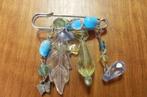 (5) -broche a breloques vertes et bleues, Overige materialen, 4 tot 7 cm, Blauw, Ophalen of Verzenden