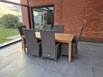 Houten tuintafel (200x100) met 6 wicker relaxstoelen., Ophalen, Zo goed als nieuw, Wicker, Loungeset