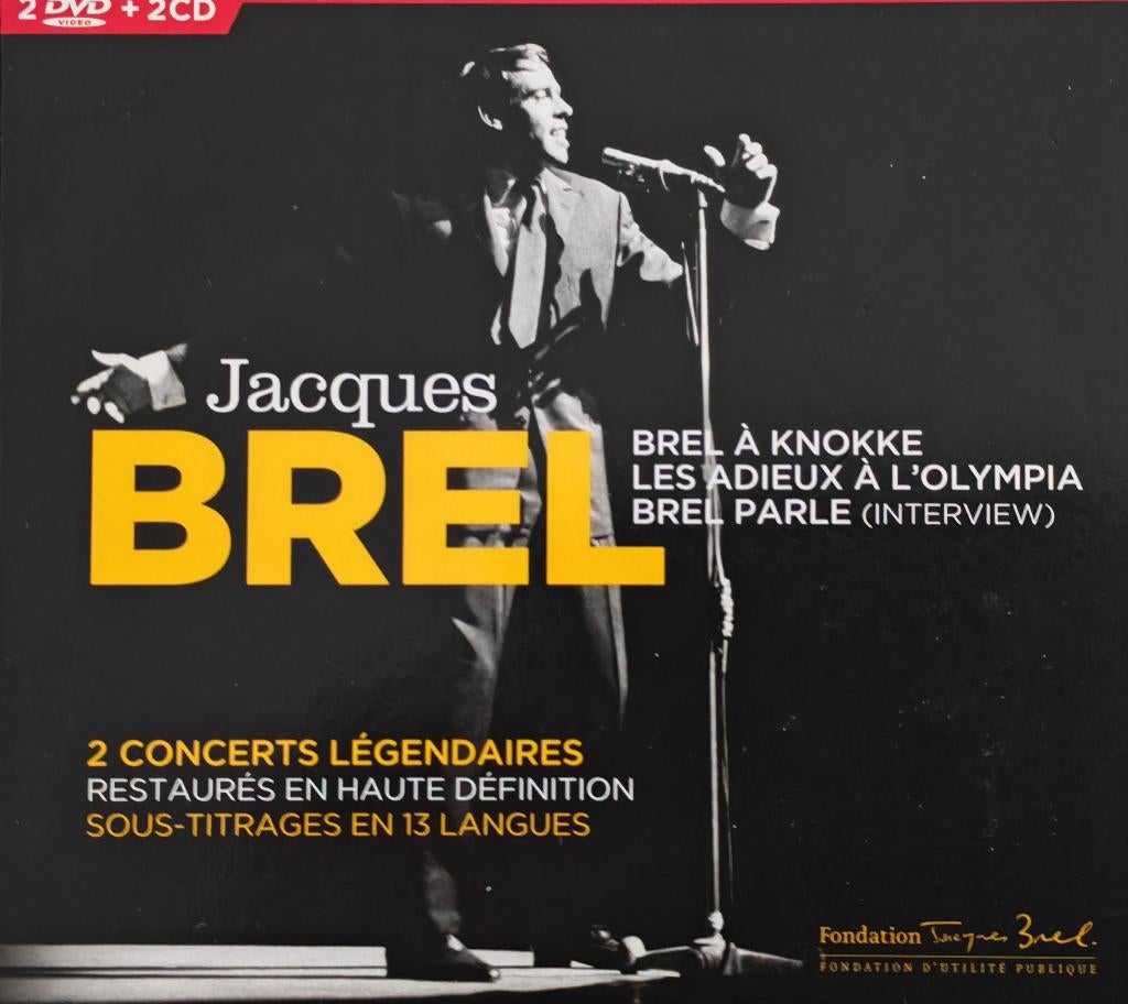 JACQUES BREL - 2 concerts légendaires (2 CD + 2 DVD box), Cd's en Dvd's, Cd's | Franstalig, Zo goed als nieuw, Ophalen of Verzenden