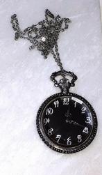 horloge zakhorloge vintage zwart met versiering, Handtassen en Accessoires, Horloges | Antiek, Met ketting, 1960 of later, Verzenden