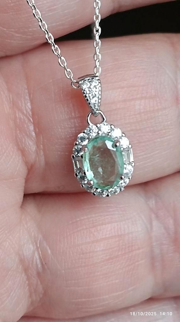Sterling zilveren hanger met Ethiopische smaragd, Handtassen en Accessoires, Kettinghangers, Nieuw, Zilver, Groen, Met edelsteen