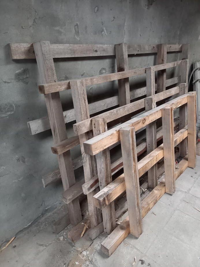 Lot van 4 gebruikte pallets / groot formaat - pallet, Doe-het-zelf en Bouw, Hout en Planken, Gebruikt, Pallet, Overige houtsoorten