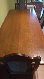 Massief houten tafel te Tervuren 88 breed 210 lang en 75,5 h, Huis en Inrichting, Tafels | Eettafels, Ophalen, Gebruikt