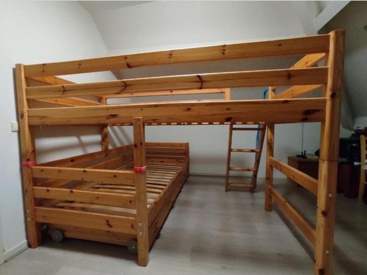 Lits surélevés Classic FLEXA naturel en angle, Kinderen en Baby's, Kinderkamer | Stapelbedden en Hoogslapers, Stapelbed, Ophalen