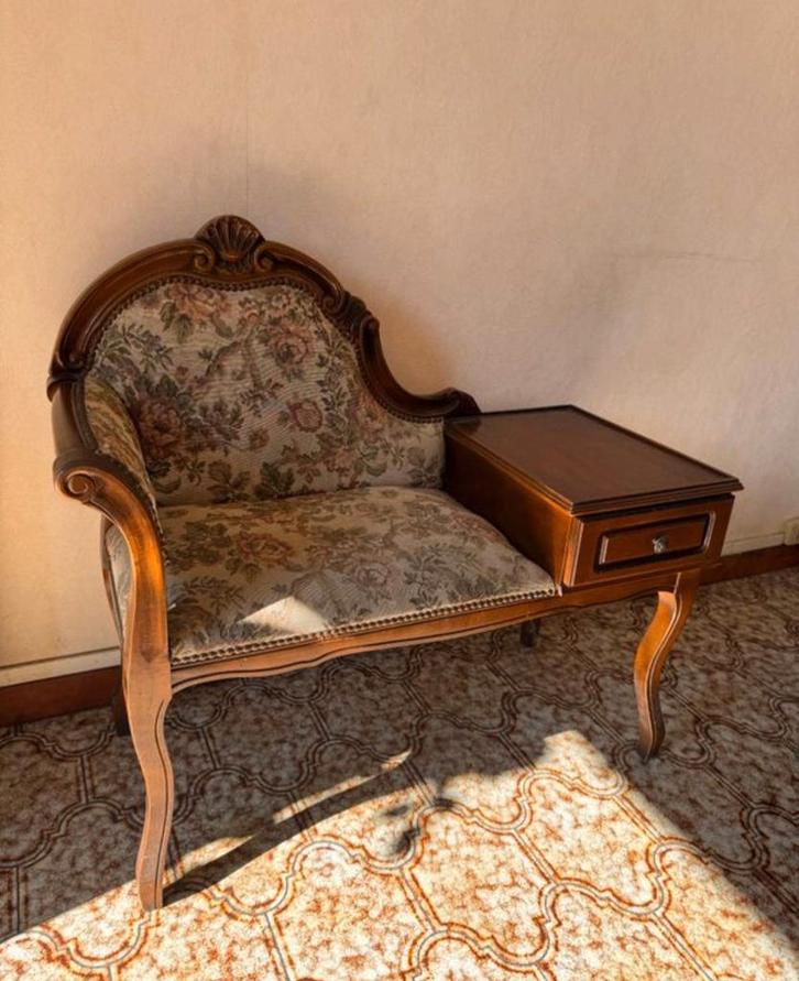 Authentieke retro vintage telefoonbankje, Antiek en Kunst, Antiek | Meubels | Stoelen en Sofa's, Verzenden