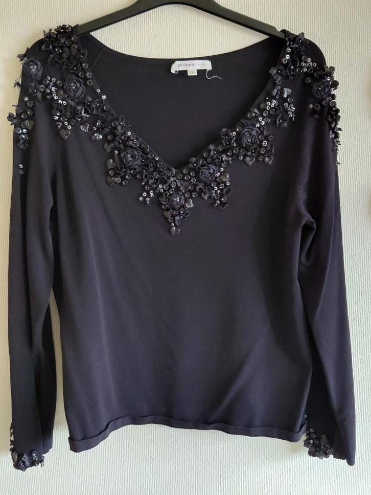 Mooi geklede blouse, maat XXL. Philippecarat., Kleding | Dames, Blouses en Tunieken, Gedragen, Maat 42/44 (L), Zwart, Ophalen of Verzenden