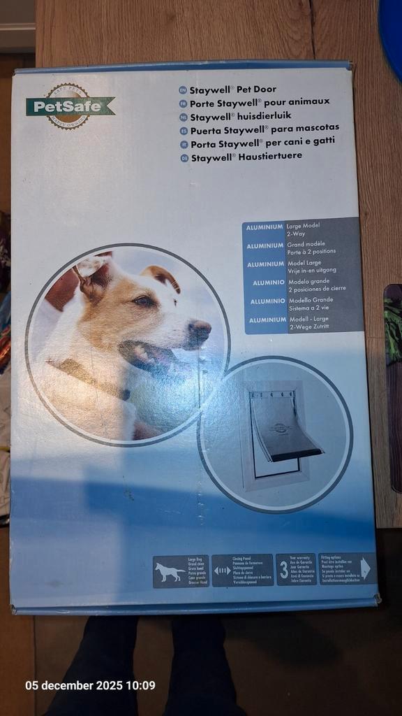 Petsafe huidierenluik large 451x277 mm in witte aluminium., Dieren en Toebehoren, Honden-accessoires, Nieuw, Ophalen of Verzenden