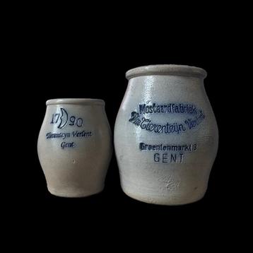 2 oude potjes van mosterdfabriek Tierenteyn Gent beschikbaar voor biedingen