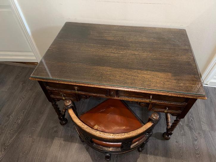 Bureau + tabouret, style ancien en bois, Maison & Meubles, Bureaux, Utilisé, Bureau, Enlèvement