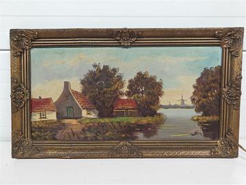 A5771 Schilderij Van Een Hollands Landschap [Gesigneerd] beschikbaar voor biedingen