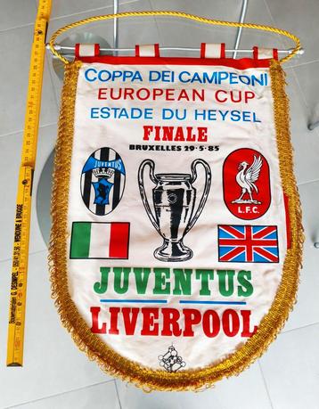Liverpool Juventus 1985 heizeldrama prachtige wimpel vlag beschikbaar voor biedingen