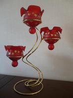Theelichthouder - statief + 4 theelichthouders rood/goud, Enlèvement ou Envoi, Comme neuf, Rouge, Or