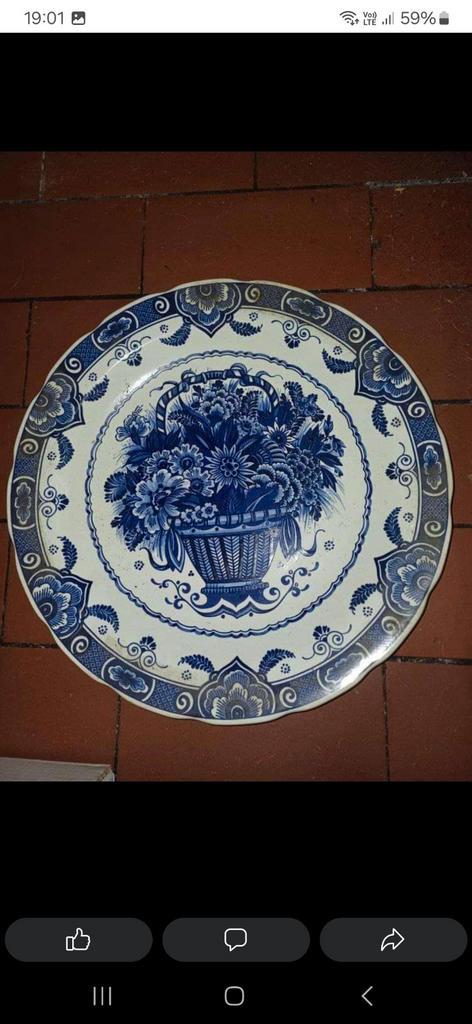 Grand plat décoratif en Delft, Antiek en Kunst, Antiek | Wandborden en Tegels, Ophalen