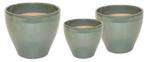 TUINPOTTEN FALLING GREEN GEGLAZUURD 3 DLG SET NIEUW, Jardin & Terrasse, Jardin, Moins de 30 cm, Pierre, Rond