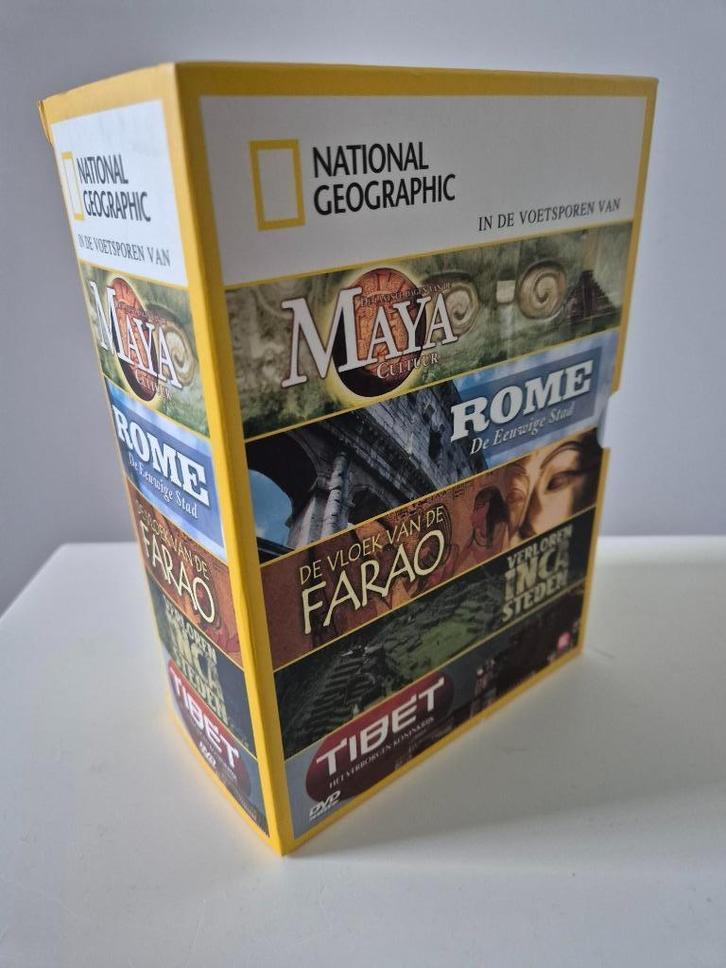 DVD Boxset National Geographic: “ In de voetsporen van “, Cd's en Dvd's, Dvd's | Documentaire en Educatief, Zo goed als nieuw