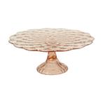 Roze Taartplateau Art Deco Geperst Glas Diamant Patroon, Antiek en Kunst, Ophalen of Verzenden