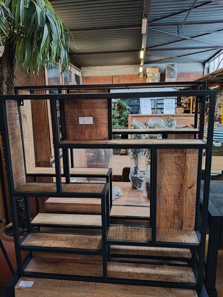 Wandrek mangohout (outlet), Maison & Meubles, Armoires | Armoires murales, Neuf, Avec tablette(s), Autres essences de bois, Métal