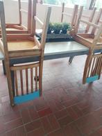 Tafel + 4 stoelen, 50 tot 100 cm, Grenenhout, 150 tot 200 cm, Gebruikt