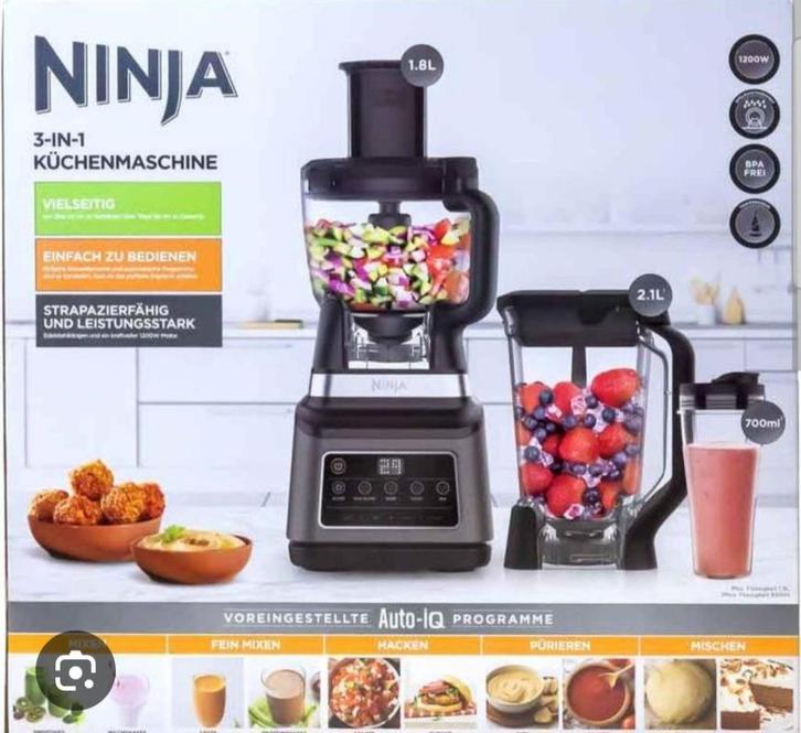 Ninja keukenmachine 3 in 1, Elektronische apparatuur, Keukenmixers, Nieuw, 4 liter of meer, 3 snelheden of meer, Vaatwasserbestendig