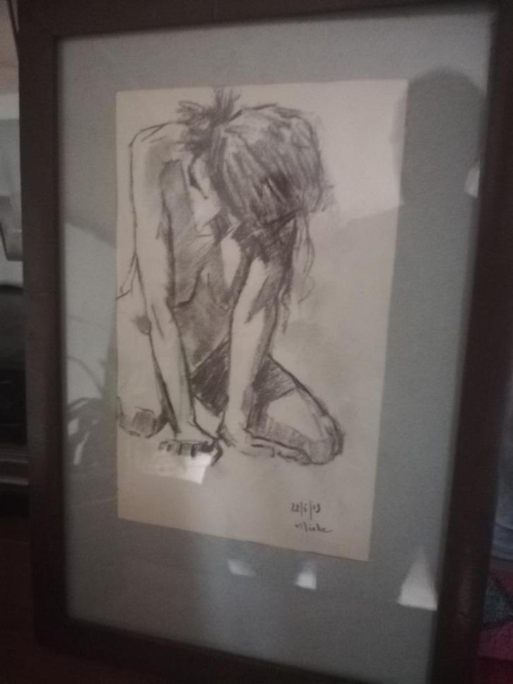 * A. Leroy: houtskooltekening: Mieke, Antiek en Kunst, Kunst | Tekeningen en Fotografie, Ophalen of Verzenden