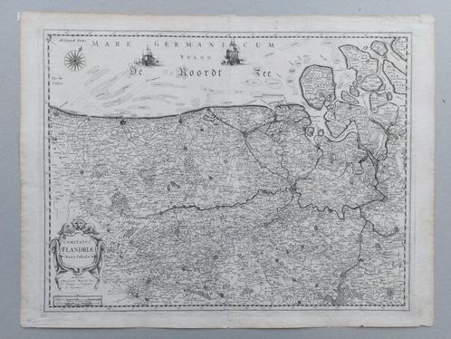 Comitatus Flandriae nova tabula Mercator Hondius Janssonius, Boeken, Atlassen en Landkaarten, Zo goed als nieuw, Landkaart, België