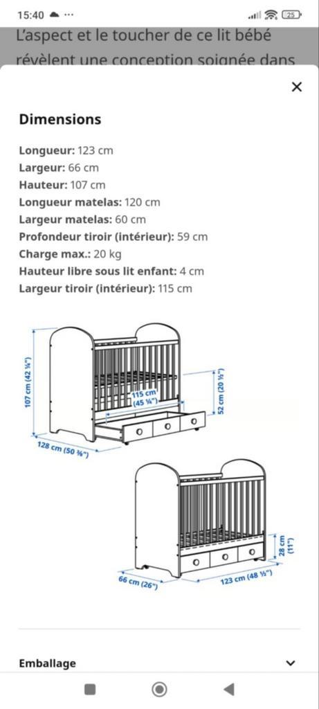 Lit évolutif bébé, Kinderen en Baby's, Kinderkamer | Bedden, Gebruikt, Matras, Ophalen