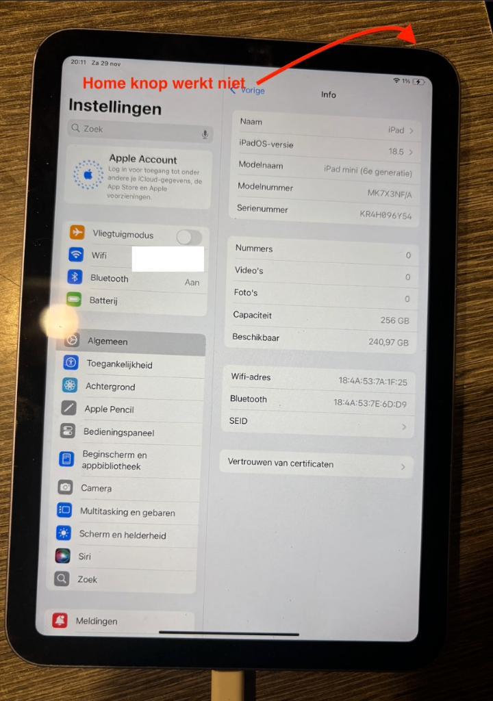 Apple iPad mini 6 (256gb), Computers en Software, Apple iPads, Gebruikt, Apple iPad, Wi-Fi, 256 GB, Ophalen