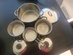 3 kookpotten en 1 steelpot, Huis en Inrichting, Keuken | Potten en Pannen, Ophalen of Verzenden, Gebruikt