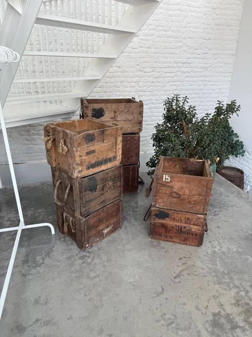 vintage houten kisten - 8 stuks, Huis en Inrichting, Woonaccessoires | Kisten, Gebruikt, Minder dan 50 cm, Minder dan 50 cm, Ophalen