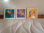 Set kinderkamer kadertjes kleurrijke dierenprints, Ophalen of Verzenden