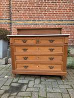 Vintage volhouten comodekast met marmeren blad, Huis en Inrichting, Ophalen, Gebruikt, 100 tot 150 cm, 5 laden of meer