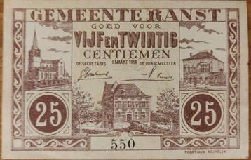 DUO d' Argent d'urgence 25 -10 c RANST 1918, Enlèvement, Série