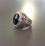 Grote vintage Navajo-ring voor heren in 925 zilver en onyx, Handtassen en Accessoires, Ringen, Zwart, Heer, Ophalen of Verzenden