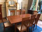 Volhouten moderne eettafel met 6 stoelen, Huis en Inrichting, Ophalen, 50 tot 100 cm, Zo goed als nieuw, Vijf personen of meer