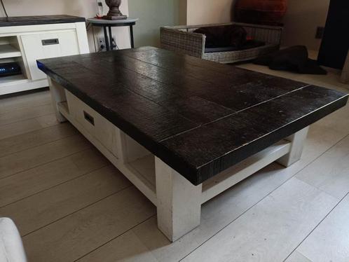 grote salontafel met schuif en 2 opbergvakken moet weg, Huis en Inrichting, Tafels | Salontafels, Gebruikt, Minder dan 50 cm, 50 tot 100 cm