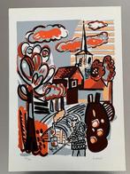 Ward Lernout - zeefdruk - Dorpszicht, Antiek en Kunst, Ophalen of Verzenden