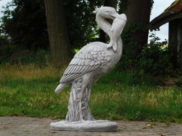 Beeld Reiger met Vis - 90 cm - Steen, Kinderen en Baby's, Speelgoed | Duplo en Lego, Nieuw, Ophalen of Verzenden