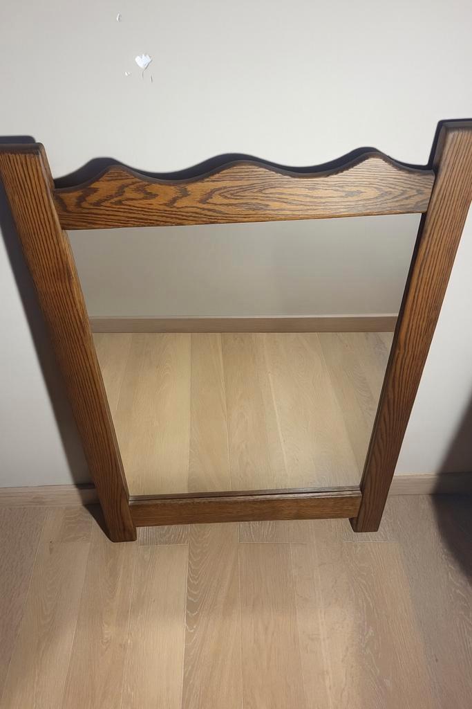 Wandspiegel van massief hout, Antiek en Kunst, Antiek | Spiegels, Rechthoekig, Ophalen