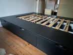 lit ikea nordli 160x200 avec 6 tiroirs, Ophalen, Gebruikt, Zwart, Tweepersoons