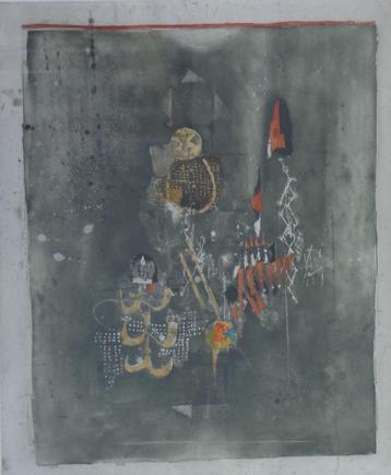 JOHNNY FRIEDLAENDER / COMPOSITIE / KLEURETS / 74x64cm KADER beschikbaar voor biedingen