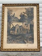 eau forte coin a woluwe st lambert signe michel stievenart, Antiek en Kunst, Kunst | Etsen en Gravures, Ophalen of Verzenden