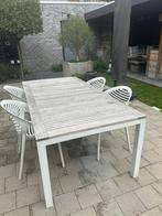 Set tuintafel + 4 stoelen, Ophalen, Gebruikt, Aluminium