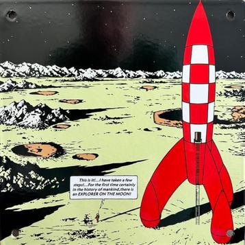 Tintin – Rocket to the Moon - Emaille Plaat – 20 x 20 cm, Enlèvement ou Envoi