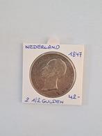 Nederland 2 1/2 gulden 1847 AG mooi, Ophalen of Verzenden