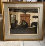 Ingekleurde ets "Intérieur en Campine", Antiek en Kunst, Ophalen