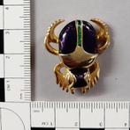 Vintage goudkleurige geëmailleerde Egyptische keverbroche, Handtassen en Accessoires, Broches, Ophalen of Verzenden, Gebruikt