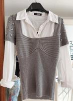 pull gris strass avec chemisier blouse  Morgan 38, Vêtements | Femmes, Blouses & Tuniques, Morgan, Enlèvement ou Envoi, Comme neuf