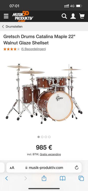 Gretsch Catalina + cymbalen + hardware beschikbaar voor biedingen