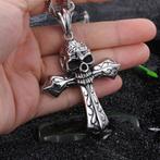 Skull hanger met kruis, Nieuw, Overige materialen, Kruis of Symbool, Zilver