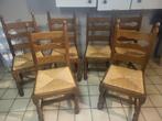 6 x houten stoel met rieten zitvlak, Huis en Inrichting, Stoelen, Ophalen, Riet of Rotan, Gebruikt, Bruin